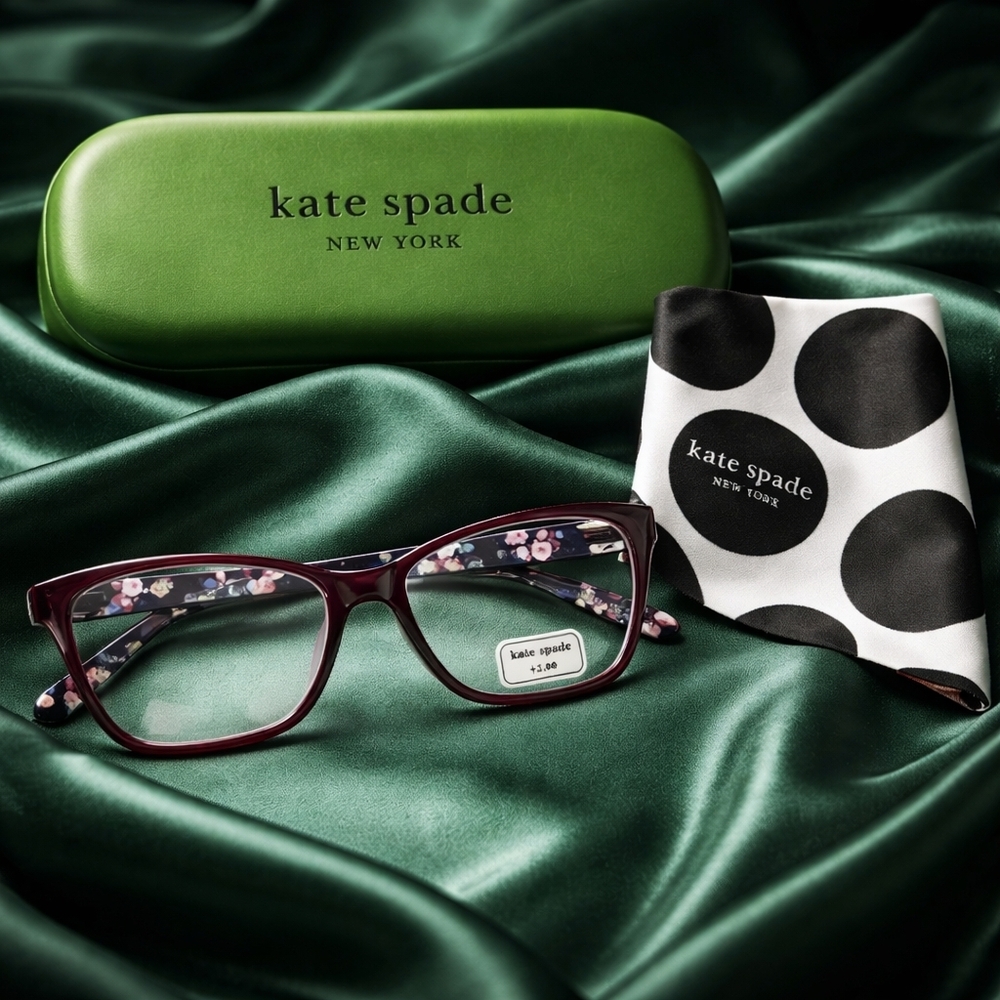Kate Spade Plum Floral Reading Glasses +200 NWT - Picture 1 of 8
